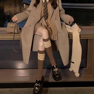 学院风条纹女式 针织中筒袜宝藏衣橱M8535