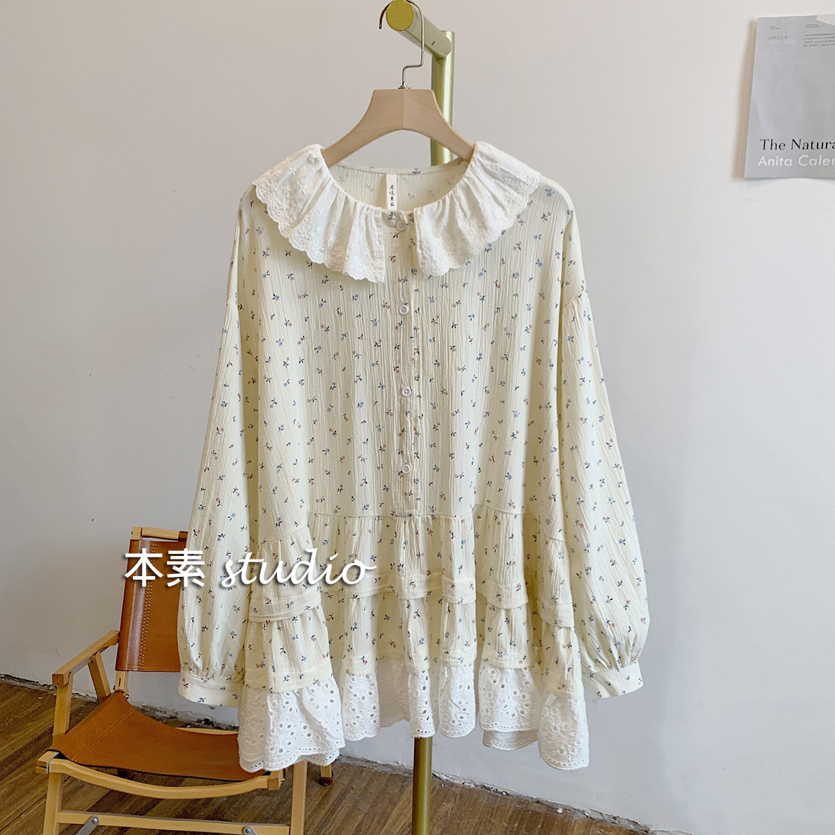 C3341印花蕾丝边半开扣娃娃领衬衫,女装/女士精品,衬衫,淘宝优惠券,粉丝福利购,淘宝优惠卷