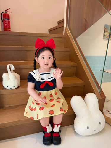 海军领2026夏季新款女童可爱公主裙儿童宝宝洋气童趣连衣裙子宝宝