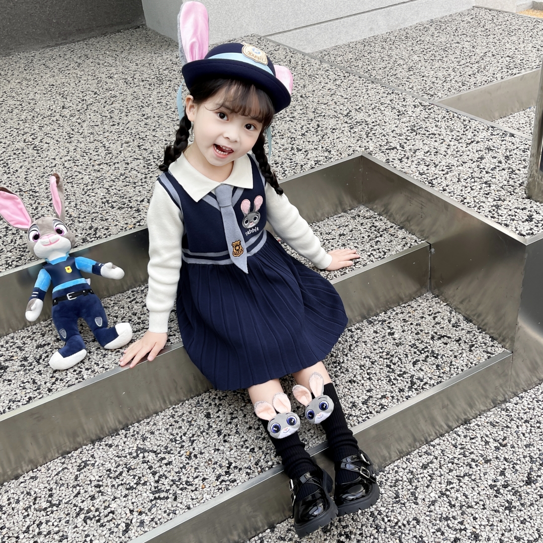 连衣裙针织儿童百褶毛衣裙