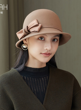 圆顶帽女骑士帽贝雷帽羊毛呢帽子