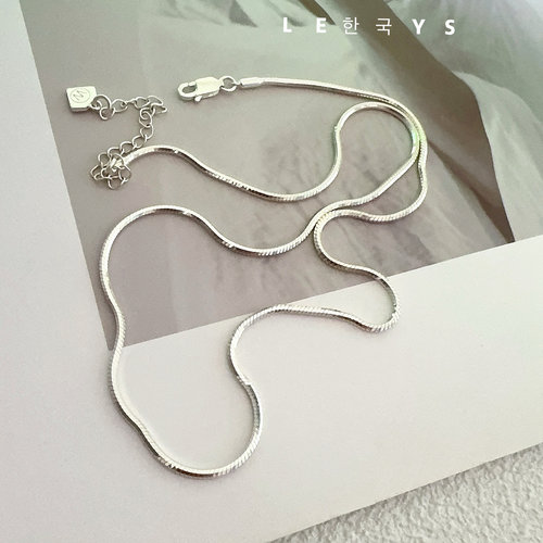 原单s925纯银项链ins简约个性八角蛇骨链裸链轻奢百搭锁骨链素链