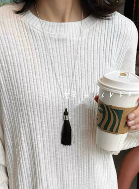 韩单孤品特价静媛同款S925纯银毛刷流苏毛衣链流苏百搭项链高级感