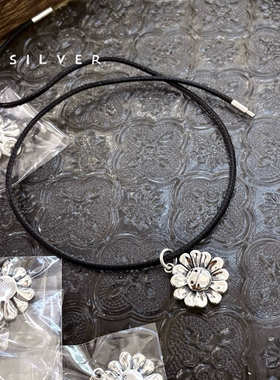 韩代原单s925纯银笑脸向日葵吊坠女个性复古实心花朵2026新款潮酷