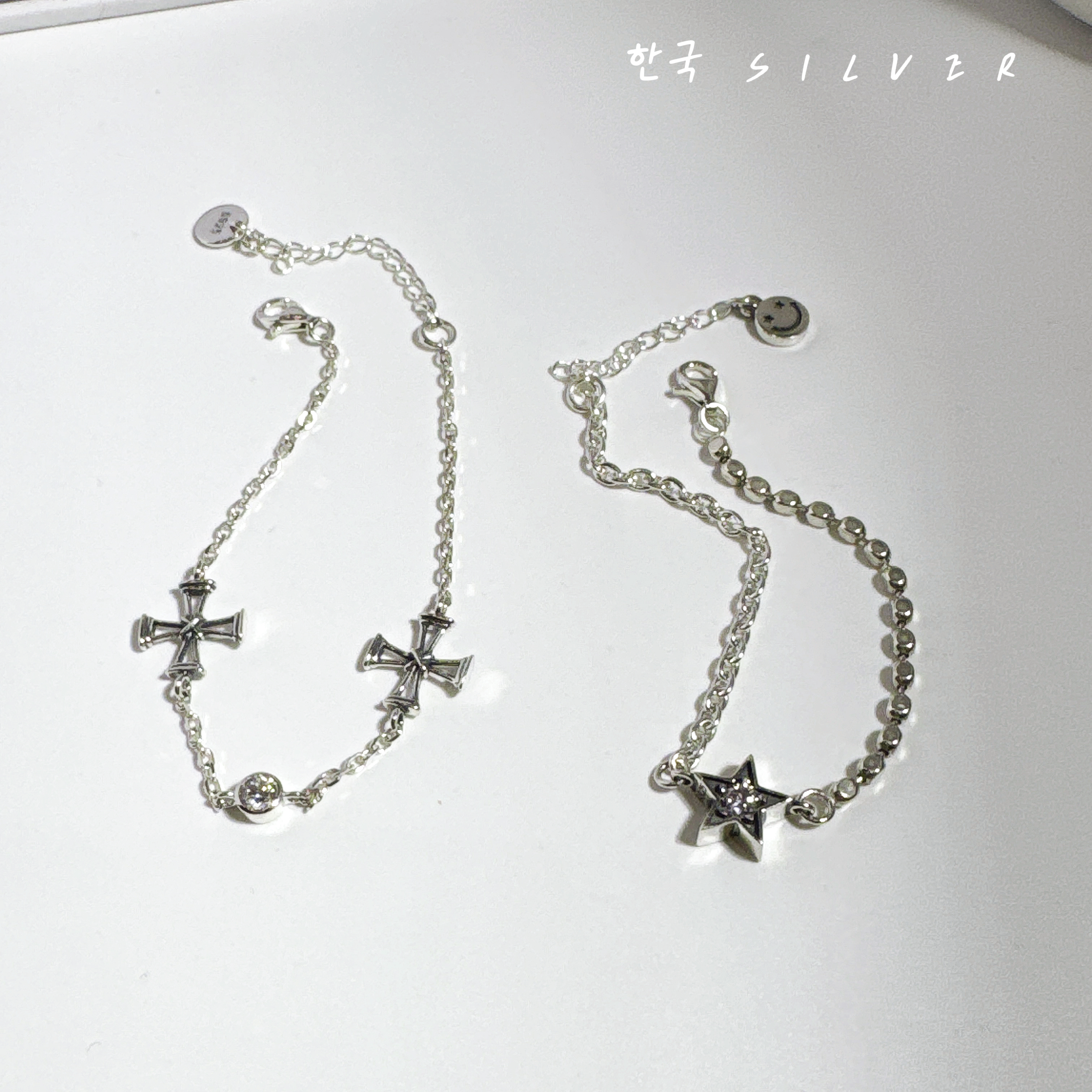s925纯银十字架手链复古星星银饰手饰百搭小众高级感新款爆款轻奢