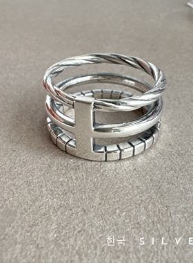 韩代原单s925纯银戒指女高级感质感欧货重工宽版闭口食指环时尚潮