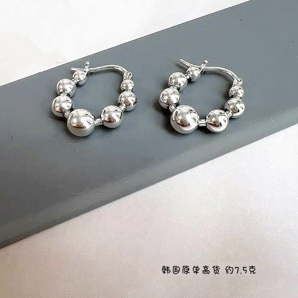 渐变圆球气质耳饰s925纯银女轻奢百搭高级感小众耳环新款爆款耳扣