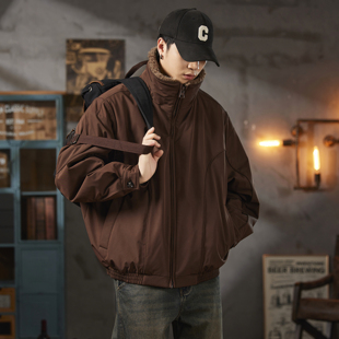 CNC美式座山雕夹克羽绒服男秋冬保暖鸭绒防寒毛领情侣御寒男外套