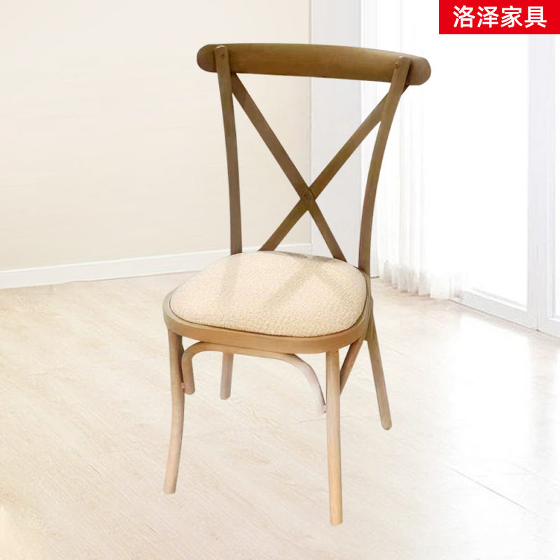 交叉背椅酒店室外婚庆餐厅城堡椅子户外铁艺靠背椅实木家具餐椅