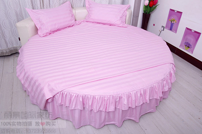 五星级酒店四件套圆床宾馆纯棉贡缎纯白床罩床笠单件床裙全棉床单