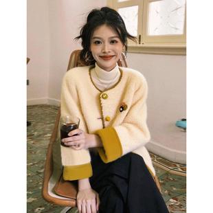 小香风米白色慵懒加厚羊羔毛独特漂亮巨好看的初冬外套2025新款女