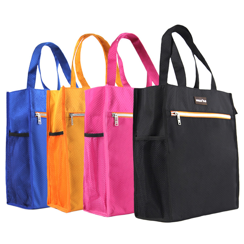 PARGLE派格竖式拉链大容量帆布防水文件袋学生手提试卷饭盒拎书