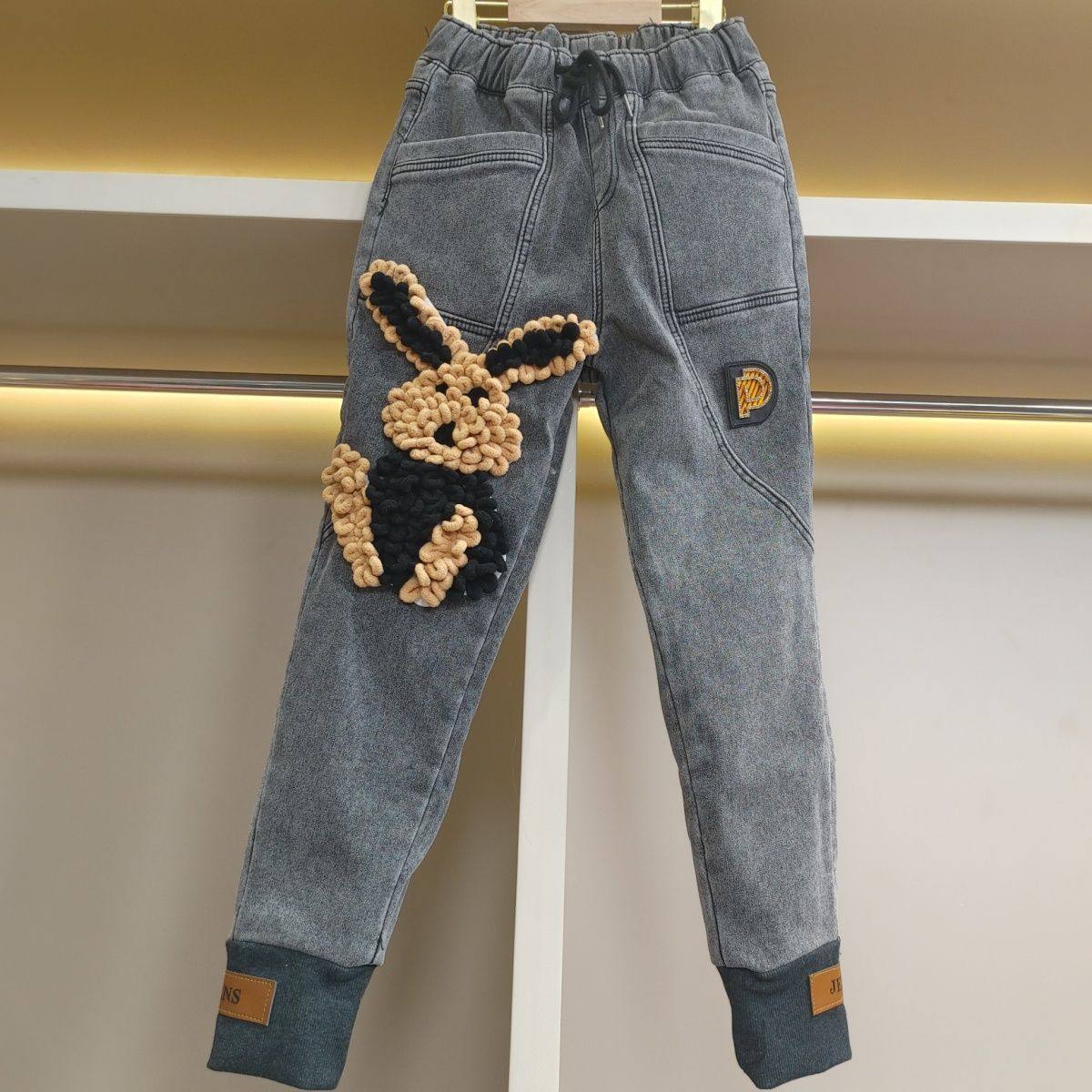 2025新款牛仔裤女秋冬兔子宽松直筒哈伦洋气小脚裤加绒,女装/女士精品,牛仔裤,淘宝优惠券,粉丝福利购,淘宝优惠卷