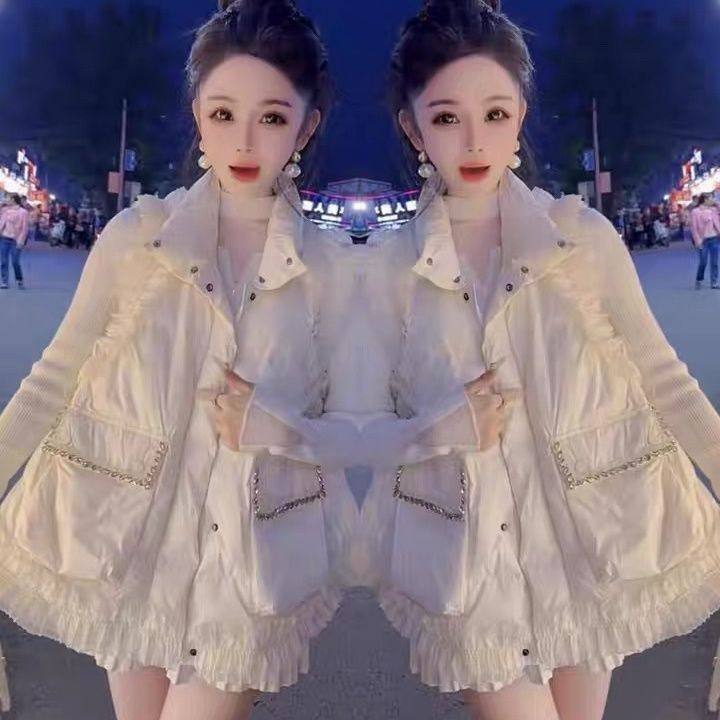 设计感重工镶钻高领羽绒棉服马甲马夹
