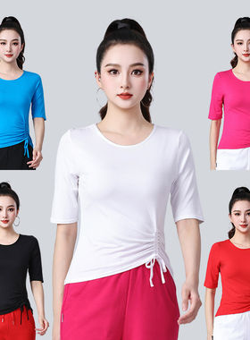 广场舞服装新款圆领抽绳
