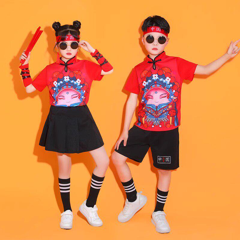 六一小学生舞蹈国潮服装中国风儿童爵士舞啦啦操运动会嘻哈演出服
