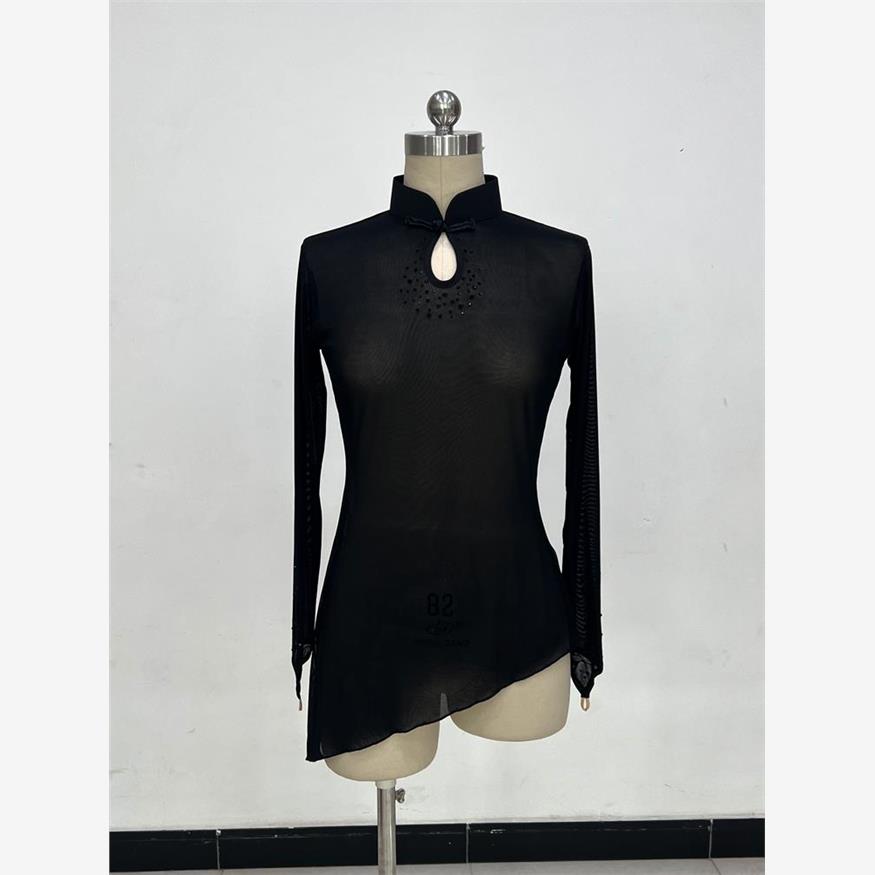 艺术舞蹈纱衣纯黑色艺考练功服女