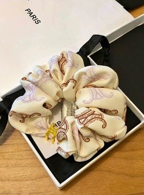 凯旋门印花蝴蝶结大肠发圈女扎丸子头高级感高弹力耐用头绳发饰