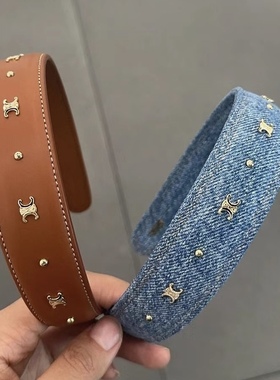 鞠婧祎同款牛仔凯旋门发箍2024年秋季新款头箍高颅顶发卡头饰女