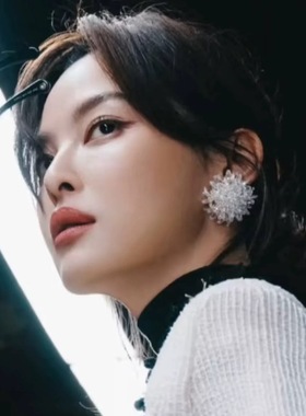 辛芷蕾同款水晶花朵耳钉耳夹小香风耳环女气质高级感轻奢耳饰