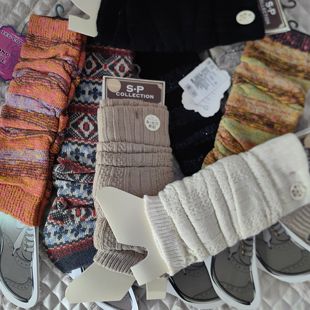 外贸腿套袜套袜筒复古纯色条纹针织堆堆袜套秋冬显瘦腿套