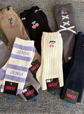 日单JENNI少女小腿袜萌系可爱过膝袜保暖百搭显瘦jk学院风小众