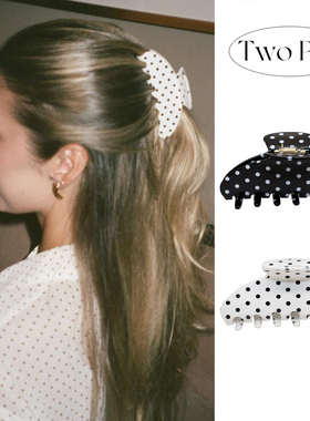 emijay同款黑白色波点抓夹法式复古秋冬高级感后脑勺头发鲨鱼夹子