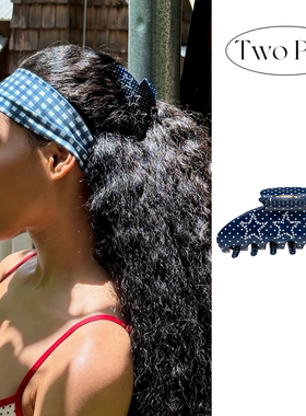 emijay同款波点蓝色镶钻星星抓夹饱满后脑勺高级感2025新款鲨鱼夹