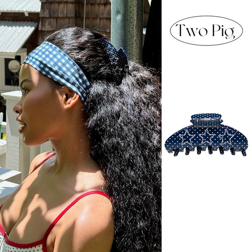 emijay同款法式波点蓝色星星发夹