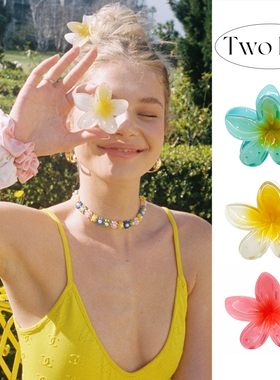 emijay同款鸡蛋花朵发夹海边度假渐变y2k辣妹高级感2025新款抓夹