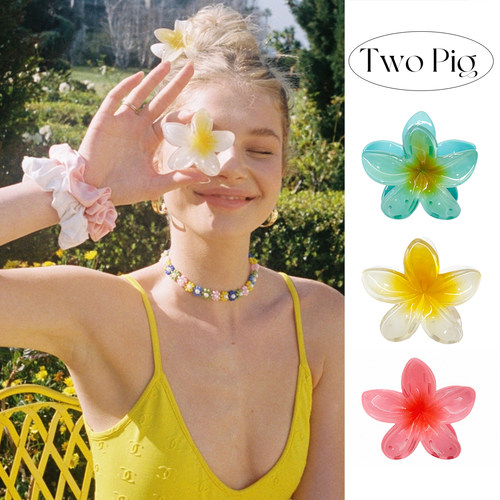 emijay同款彩色鸡蛋花发夹海边