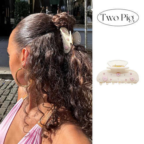 emijay同款粉色爱心镶钻抓夹甜美