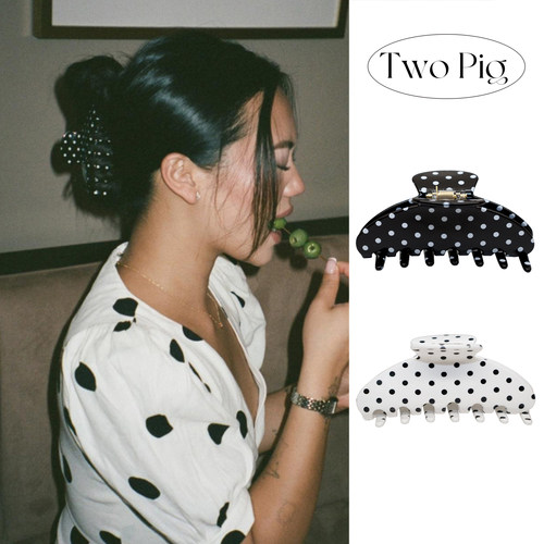 emijay同款黑白波点抓夹法式复古