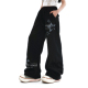 子潮 黑色运动卫裤 梁拌泡菜抽绳低腰休闲宽松直筒长裤 2025新款