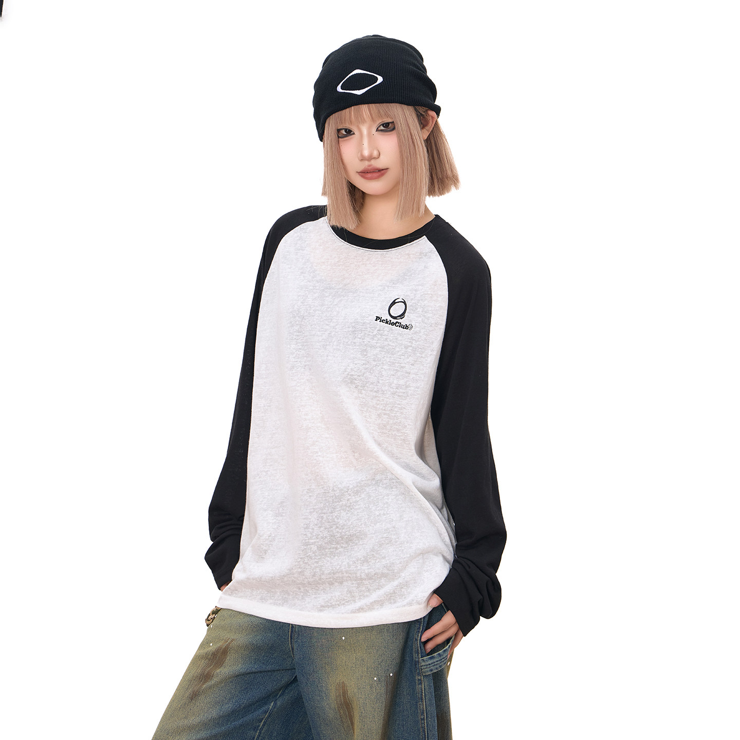 梁拌泡菜插肩撞色巨好看的防晒罩衫休闲百搭薄款斜肩印花针织长袖,女装/女士精品,T恤,淘宝优惠券,粉丝福利购,淘宝优惠卷