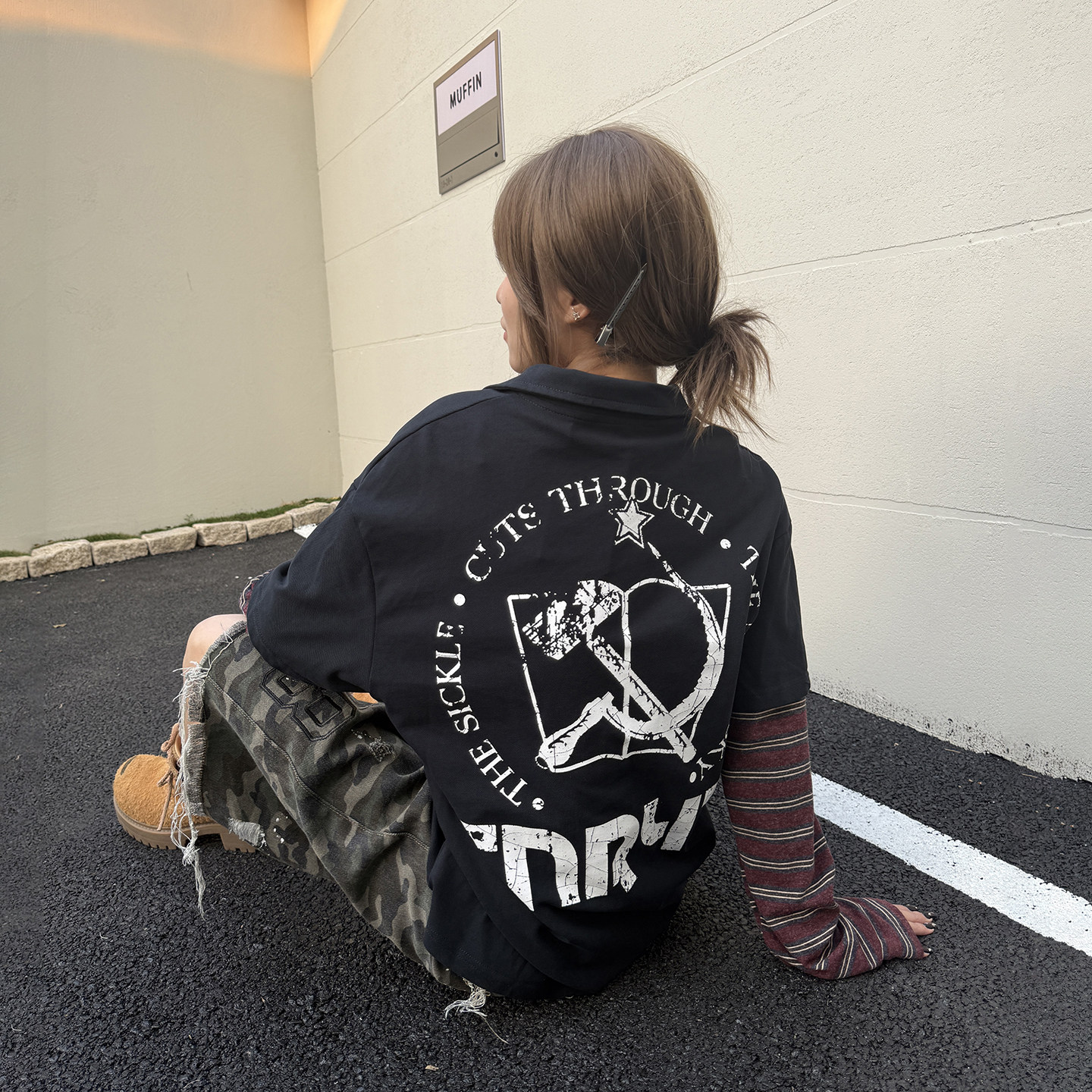 梁拌泡菜LBPC美式复古假两件条纹polo领长袖T恤男女宽松百搭上衣,女装/女士精品,T恤,淘宝优惠券,粉丝福利购,淘宝优惠卷