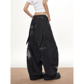 美式 hiphop牛仔裤 设计感弯刀裤 梁拌泡菜 宽松阔腿跳舞兔子裤 子女