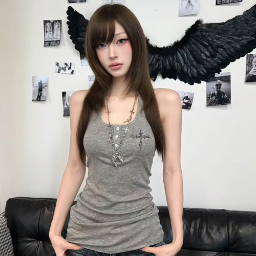 梁拌泡菜#圣光天使#挂脖吊带女辣妹修身显瘦内搭背心纯欲收腰上衣