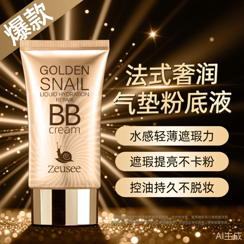 中年妈妈黄金蜗牛水润修颜BB霜保湿遮瑕妆前乳隔离自然裸妆粉底液