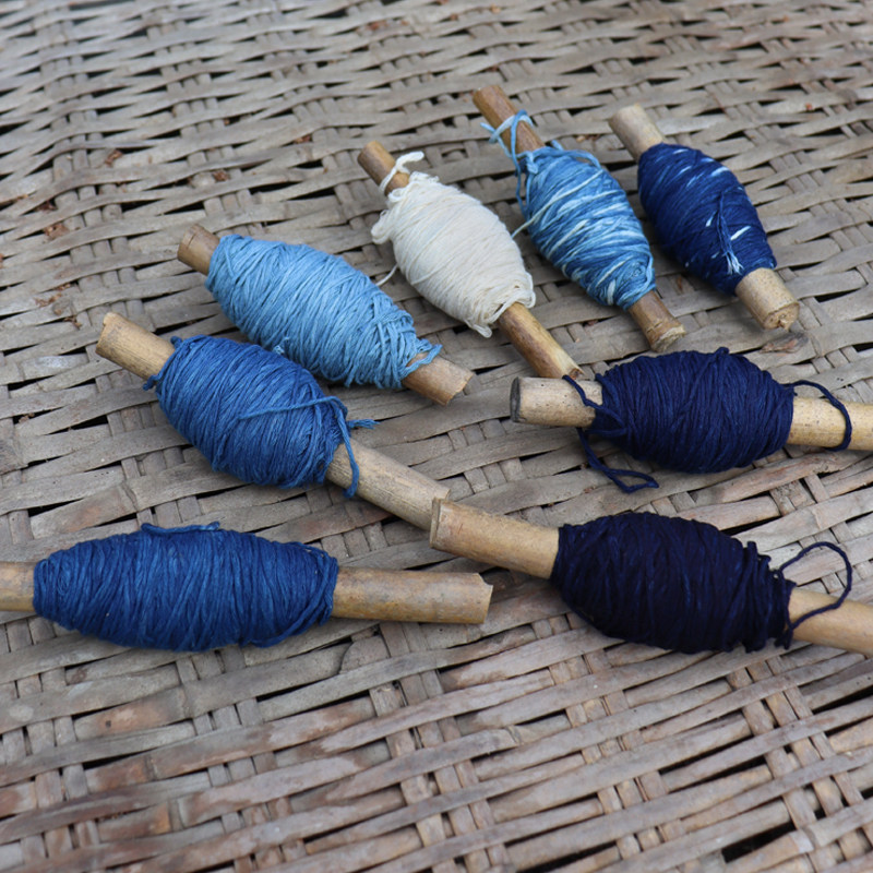 古法植物蓝染刺子绣线多色10股 手工扎染靛蓝草木染手作diy纯棉线