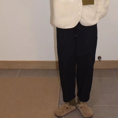 黑色磨毛高腰显瘦直筒九分奶奶裤