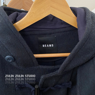 日单B牌高端毛呢大衣男女宽松日潮长风衣连帽夹克长外套A10403