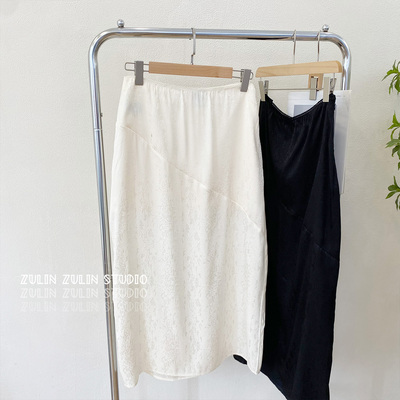 出米国单◆大码 高级F21缎面半身裙松紧腰暗纹G20305