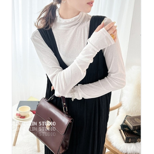 祖琳家 T恤竹节纱春夏内搭荷叶边高领防晒 日单GRL长袖