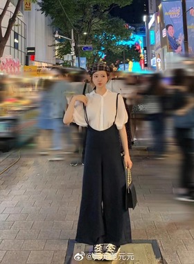 胸以下全是腿◆韩代kiwicandy 亚麻背带裤休闲裤D20405