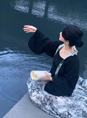 陌陌那阁新中式水墨盘扣汉服