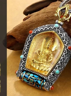 泰莉万佛朝宗守护神祥云本命佛转动天珠唐卡吊坠男黄绿度母项链女