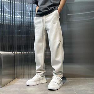 2025春秋新款男士休闲裤潮流百搭运动卫裤纯色刺绣哈伦直筒加绒裤