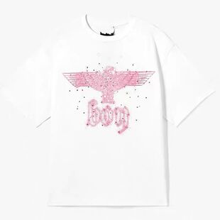 款 男女同款 BOY烫钻老鹰宽松短袖 短袖 休闲潮牌T恤 印花字母时尚 夏季