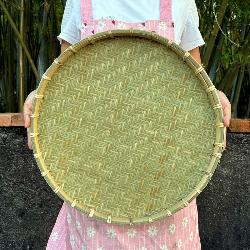 晾晒簸箕家用晾晒筛子手工编织藤锁边晾晒蒸煮托盘舞蹈竹编批发